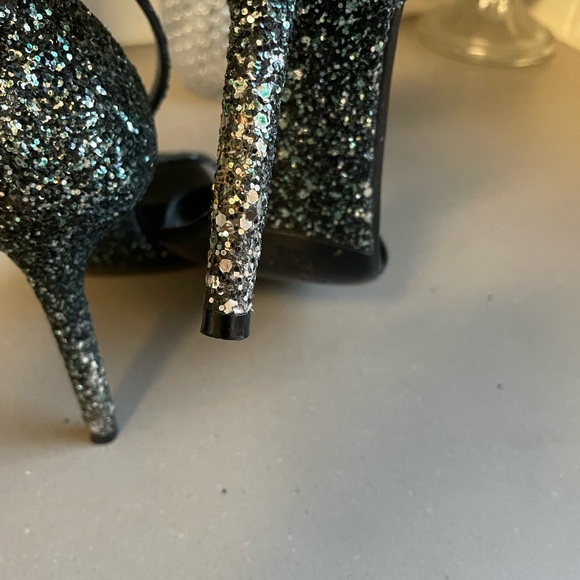 SAINT LAURENT Glitter Amber 105 Ankle Strap Sandals - Picture 9 of 11